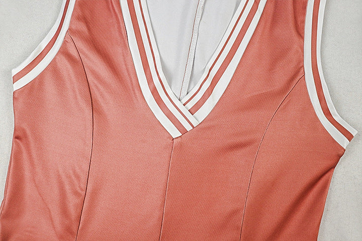 V neck sleeveless contrast mini dress  | Festival Outfits Women