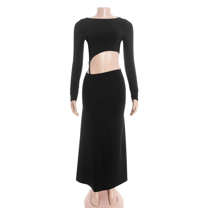Long sleeve backless solid maxi dress  | Festival Outfits Women