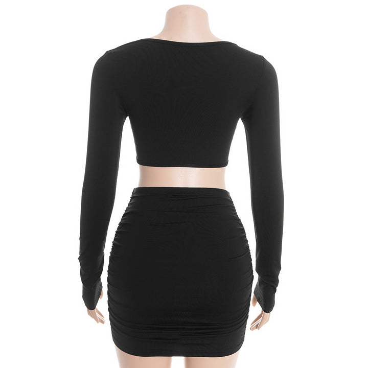 Long sleeve ruched hollow out cut out mini dress  | Festival Outfits Women