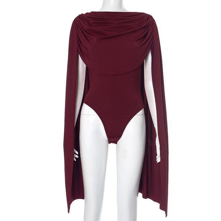 Cowl neck ruched solid bodysuit  | Festival Outfits Women