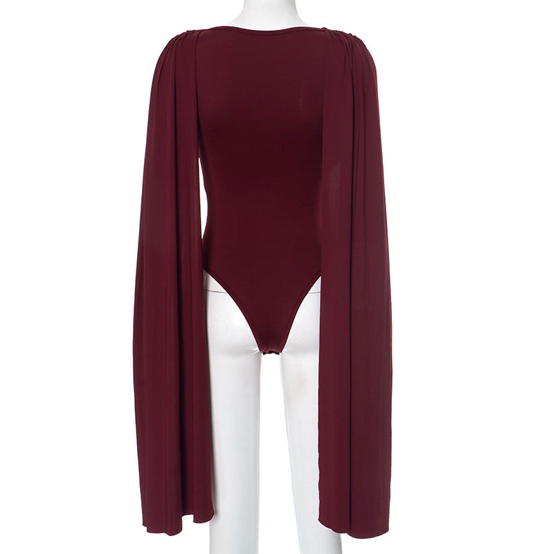 Cowl neck ruched solid bodysuit  | Festival Outfits Women