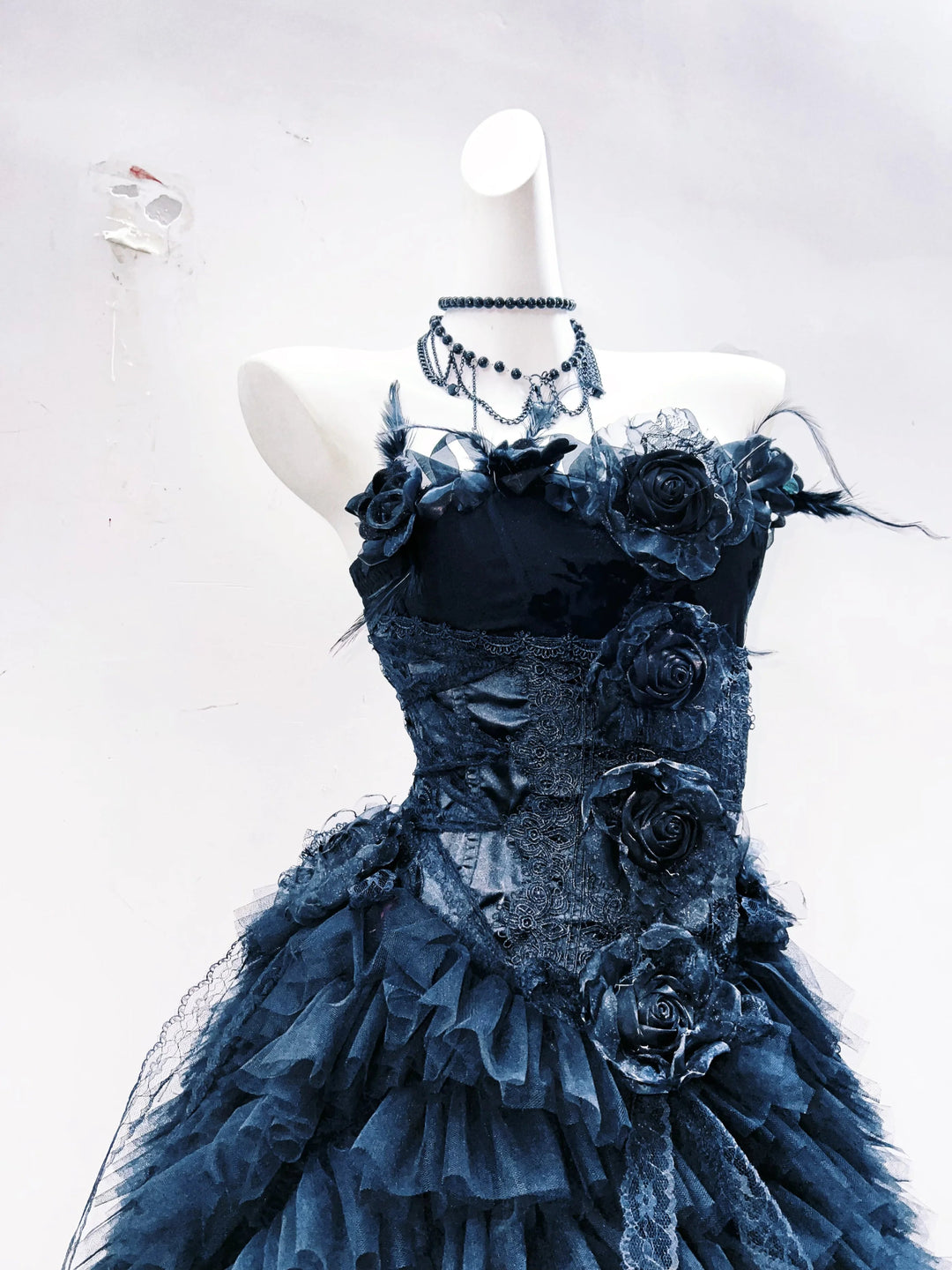 Flower applique ruffle feather tube maxi dress  | Festival Outfits Women-final-sale