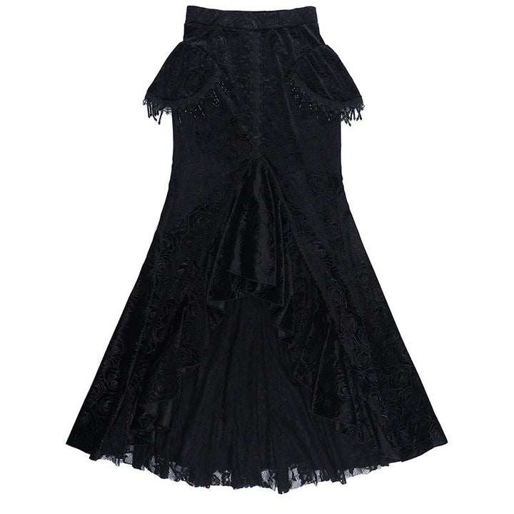 Velvet lace hem tassels maxi skirt  | Festival Outfits Women