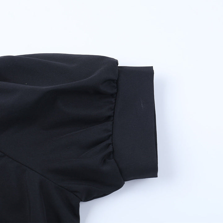 Puff sleeve high neck lace hem mini dress  | Festival Outfits Women