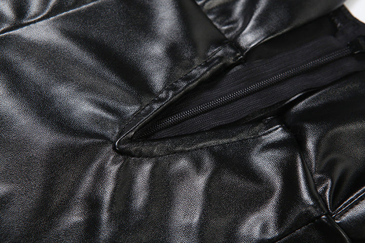PU leather v neck low cut midi dress  | Festival Outfits Women