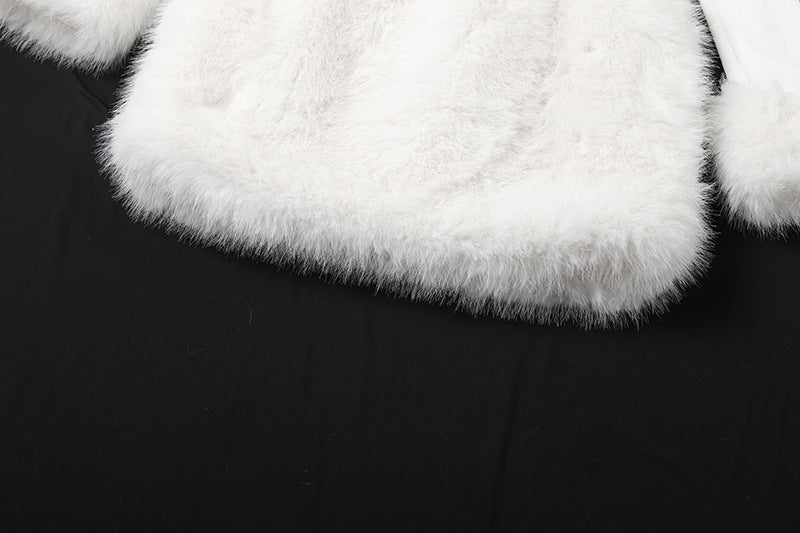 Off shoulder long sleeve fluffy mini dress  | Festival Outfits Women