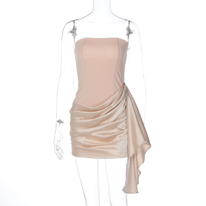 Satin ruched backless tube dress  | Festival Outfits Women