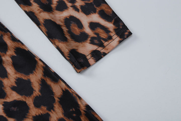 Leopard print v neck long sleeve romper  | Festival Outfits Women
