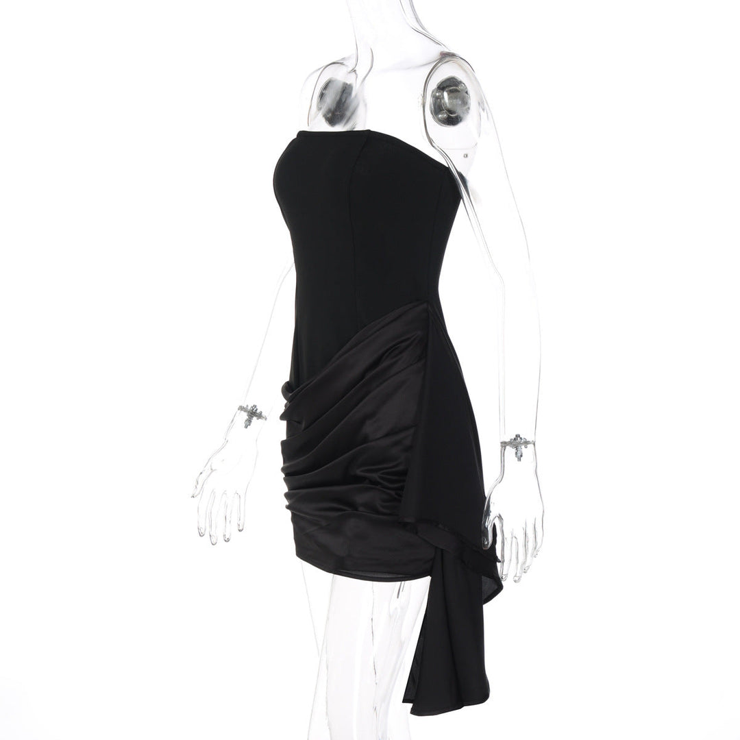 Satin ruched backless tube dress  | Festival Outfits Women