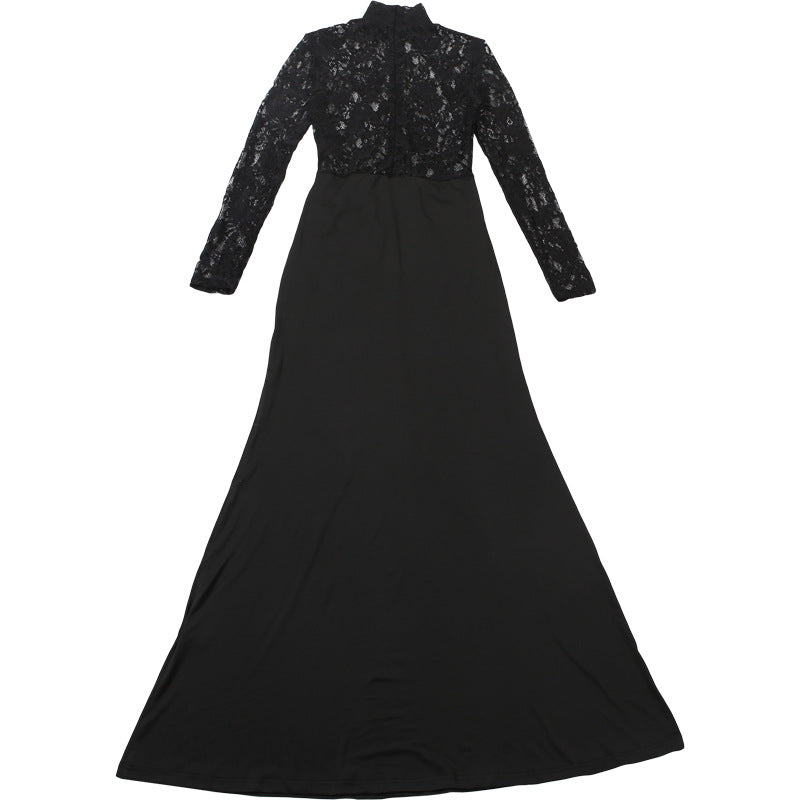 High neck long sleeve zip-up ruched maxi dress  | Festival Outfits Women