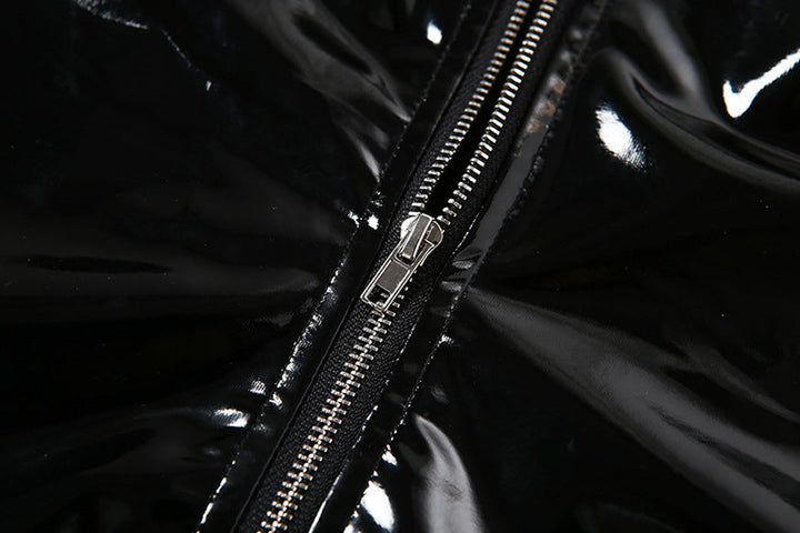 PU leather zip-up backless bodysuit  | Festival Outfits Women-final-sale