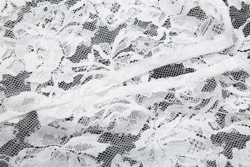 High neck long sleeve hollow out lace see through cut out maxi dress  | Festival Outfits Women