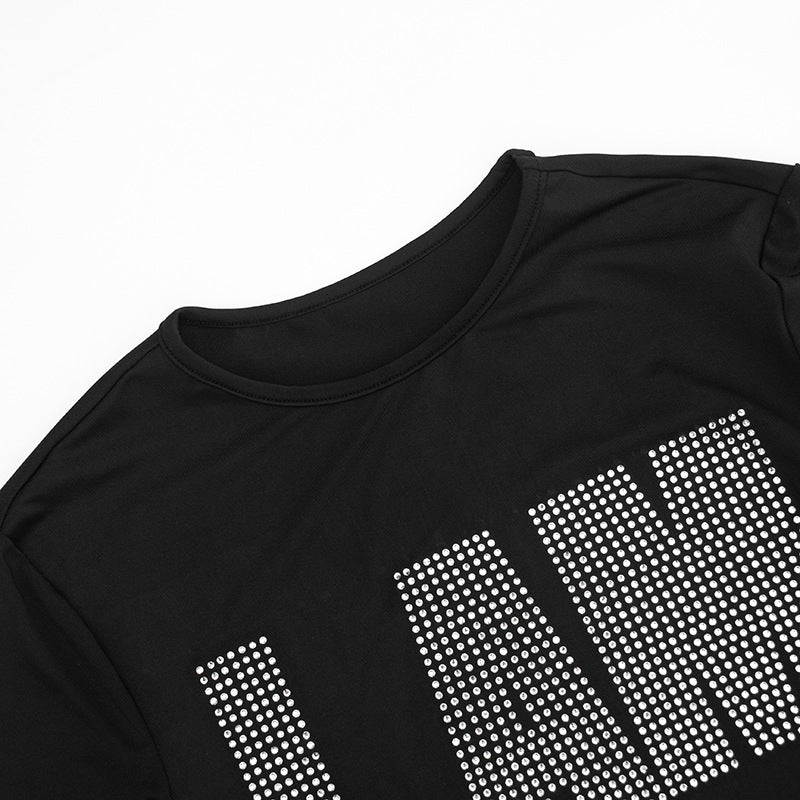 Beaded letter crewneck long sleeve top  | Festival Outfits Women