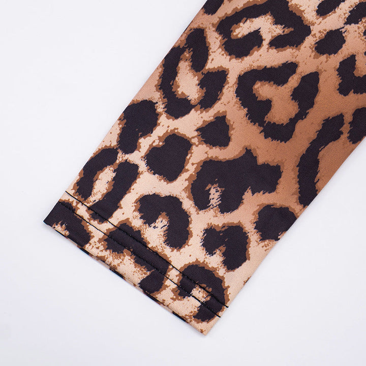 Leopard print hollow out long sleeve cut out maxi dress  | Festival Outfits Women-final-sale