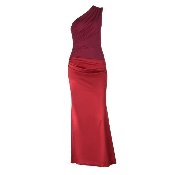 One shoulder ruched irregular maxi dress  | Festival Outfits Women
