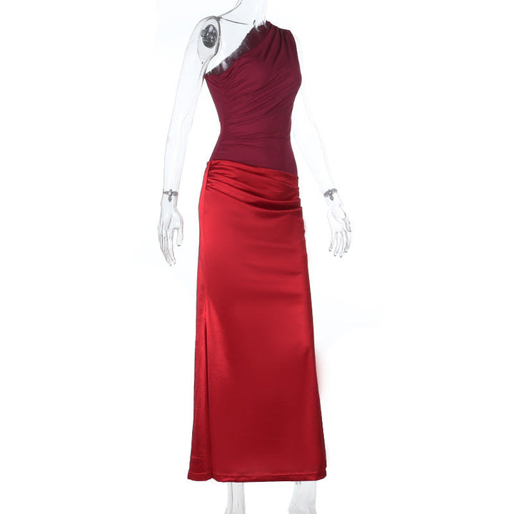 One shoulder ruched irregular maxi dress  | Festival Outfits Women