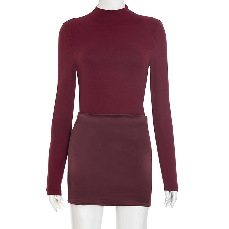 Long sleeve crewneck zip-up button mini dress  | Festival Outfits Women-final-sale