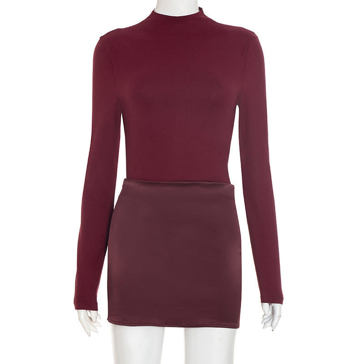 Long sleeve crewneck zip-up button mini dress  | Festival Outfits Women-final-sale