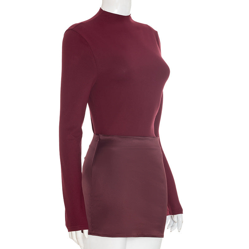 Long sleeve crewneck zip-up button mini dress  | Festival Outfits Women-final-sale