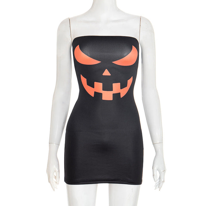 Letter print contrast backless tube mini dress  | Festival Outfits Women