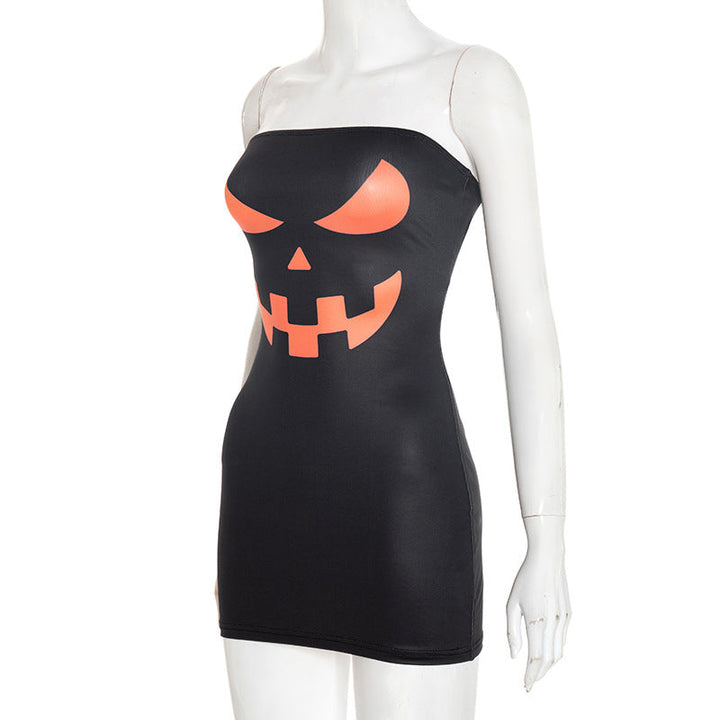Letter print contrast backless tube mini dress  | Festival Outfits Women