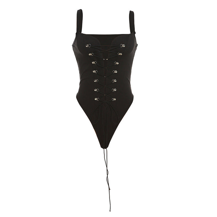 V neck lace up cami bodysuit  | Festival Outfits Women