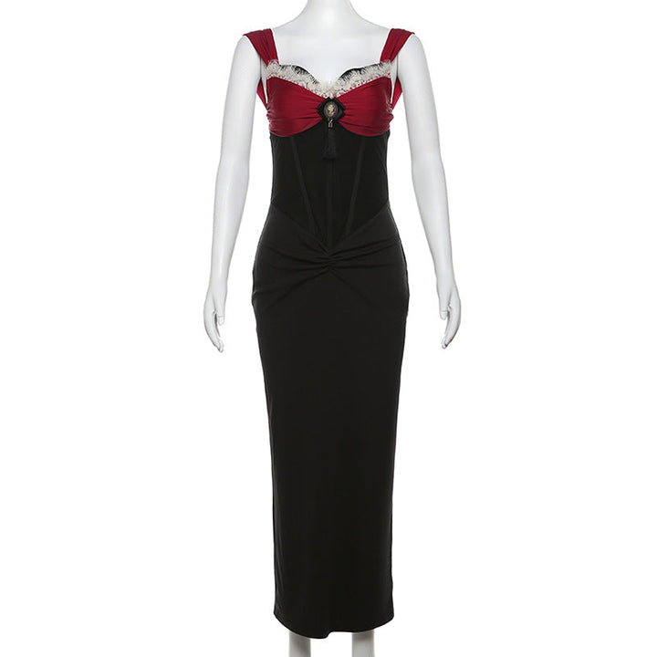 V neck lace hem corset ruched maxi dress  | Festival Outfits Women