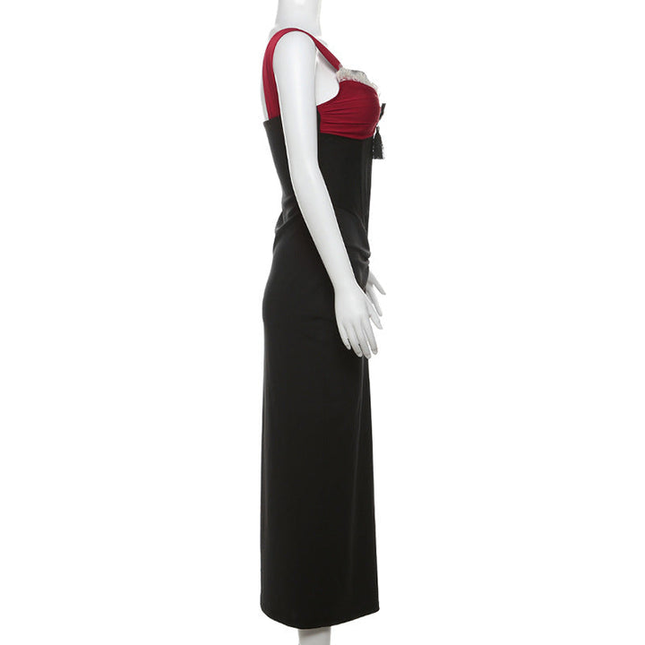 V neck lace hem corset ruched maxi dress  | Festival Outfits Women