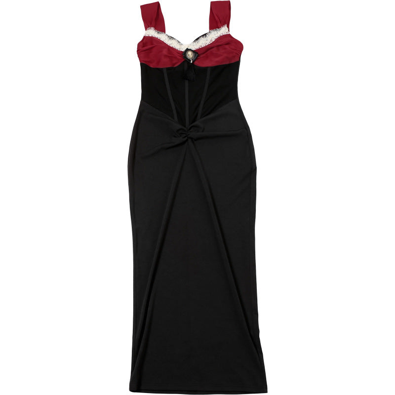 V neck lace hem corset ruched maxi dress  | Festival Outfits Women