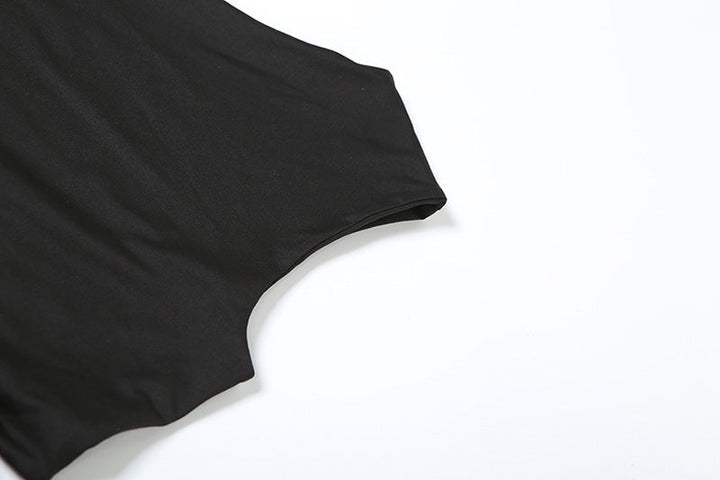 One shoulder hollow out knotted solid cut out mini dress  | Festival Outfits Women