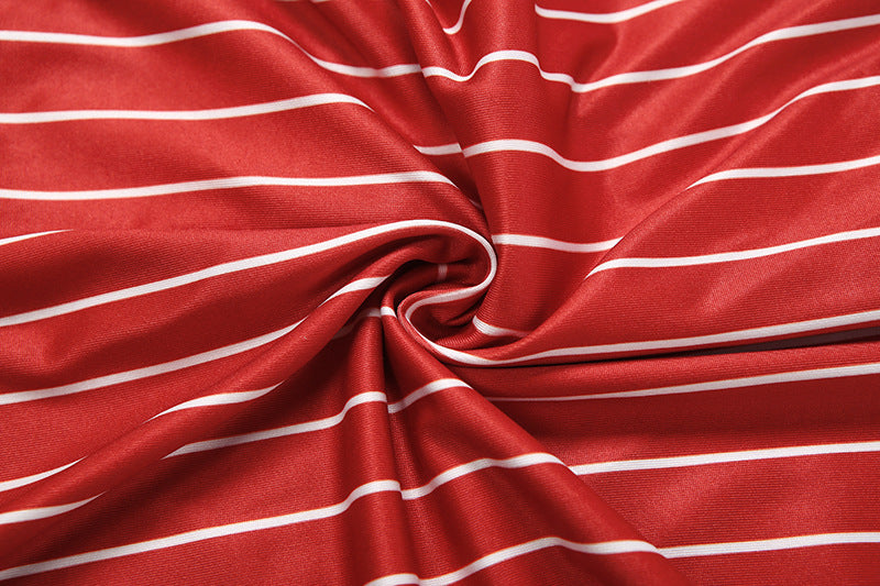 Long sleeve turnover collar striped print maxi skirt set  | Festival Outfits Women