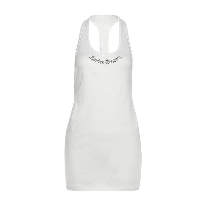 U neck hollow out letter pattern cut out mini dress  | Festival Outfits Women