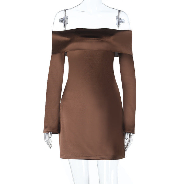 Off shoulder long sleeve zip-up solid mini dress  | Festival Outfits Women