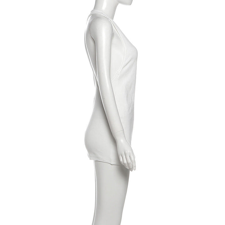 U neck hollow out letter pattern cut out mini dress  | Festival Outfits Women