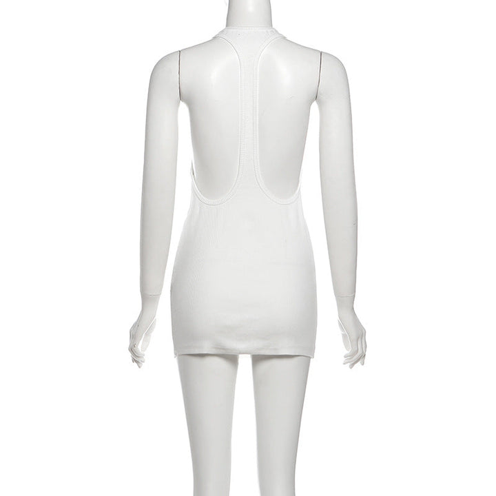 U neck hollow out letter pattern cut out mini dress  | Festival Outfits Women