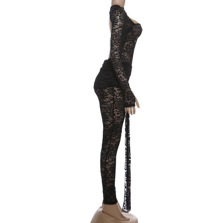 Long sleeve ruched hollow out lace pant set  | Festival Outfits Women