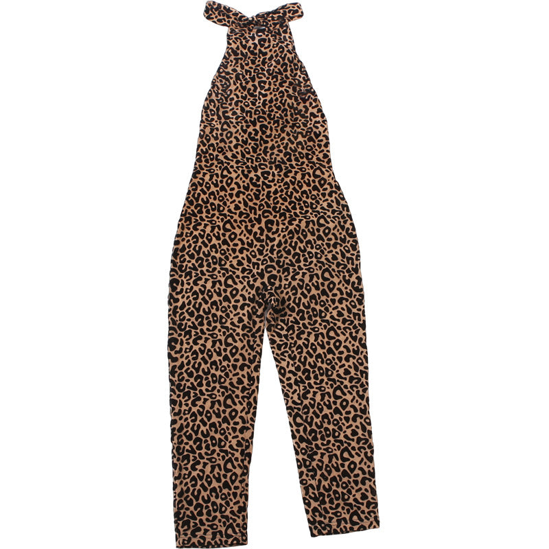 Halter backless leopard print jumpsuit  | Festival Outfits Women