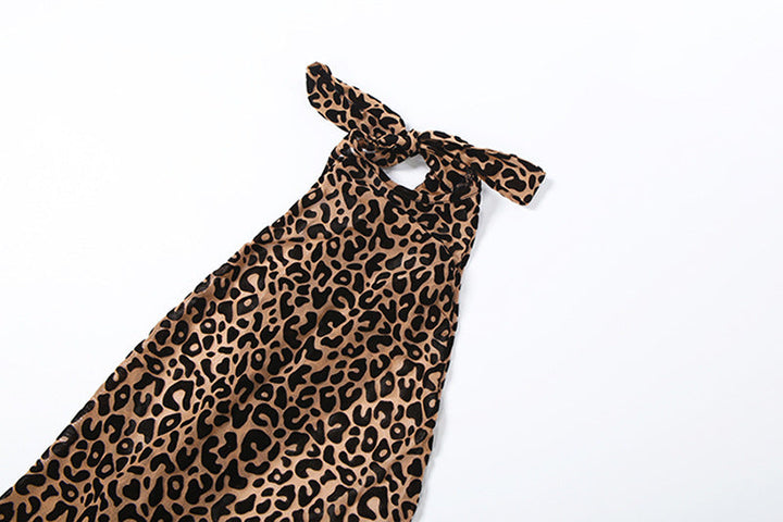 Halter backless leopard print jumpsuit  | Festival Outfits Women
