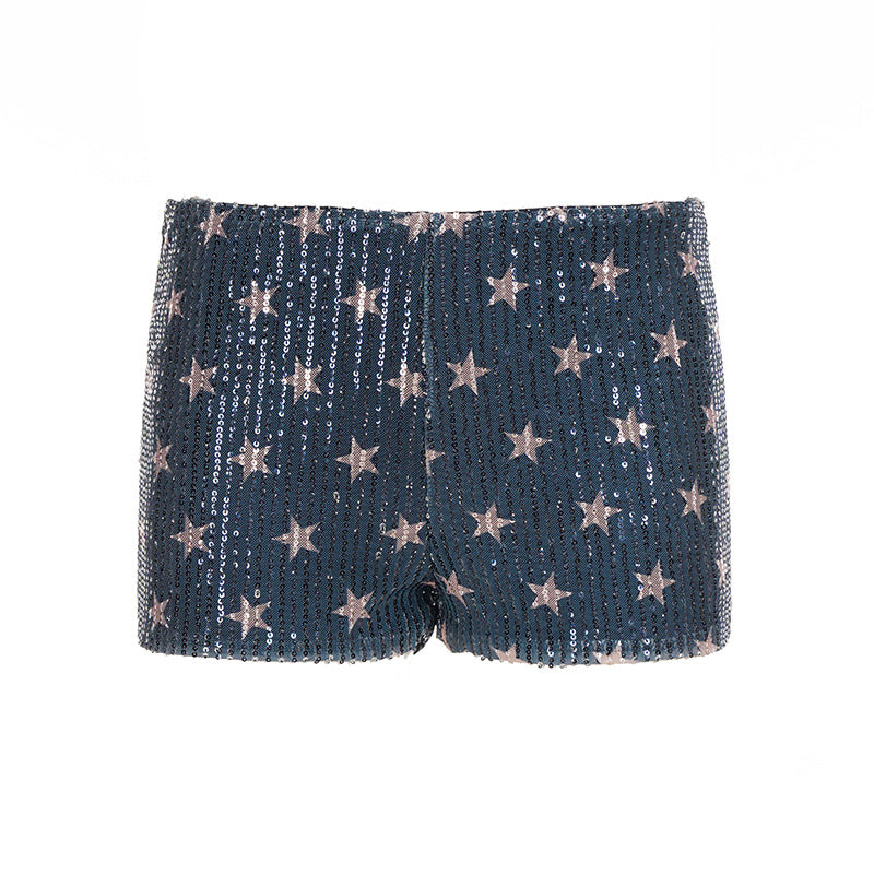 Glitter star print low rise short pant  | Festival Outfits Women