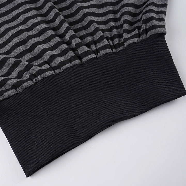 Long sleeve striped print crewneck top  | Festival Outfits Women