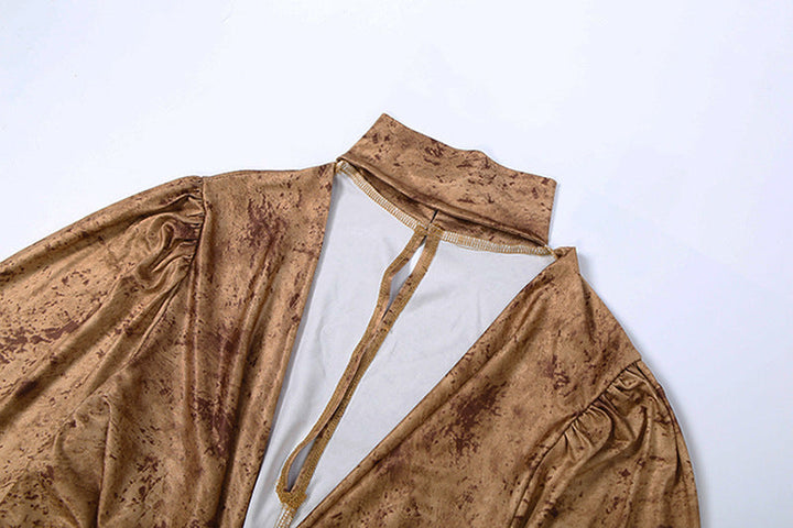 Cowl neck long sleeve high neck ruched mini dress  | Festival Outfits Women