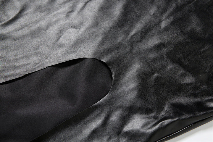 PU leather slit backless maxi dress  | Festival Outfits Women