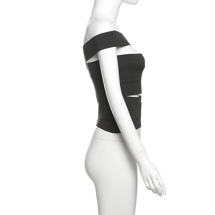 One shoulder hollow out solid cut out top  | Festival Outfits Women