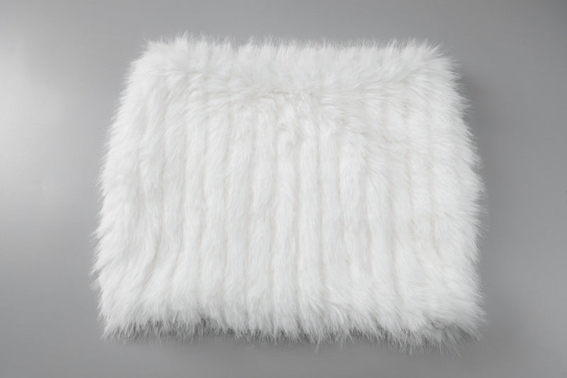 Fluffy backless tube mini skirt set  | Festival Outfits Women