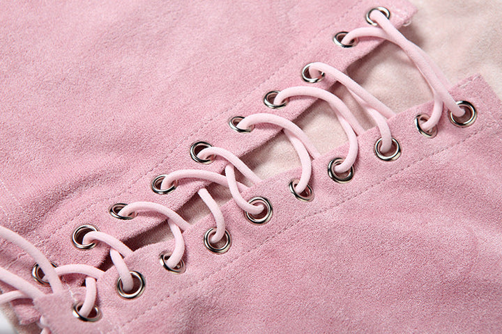 Halter lace up fluffy top  | Festival Outfits Women