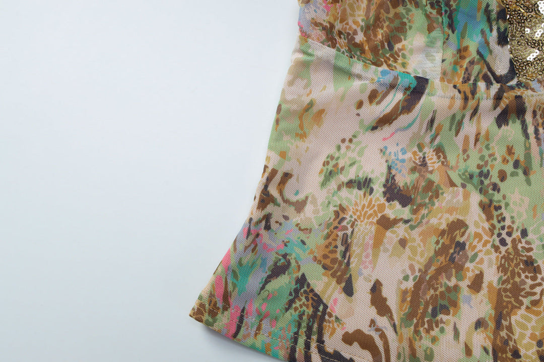 Glitter v neck print backless cami top  | Festival Outfits Women