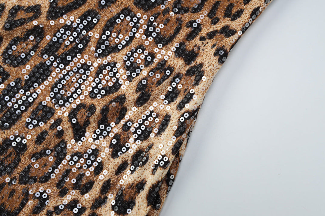 Leopard print glitter slit lace cami midi dress  | Festival Outfits Women