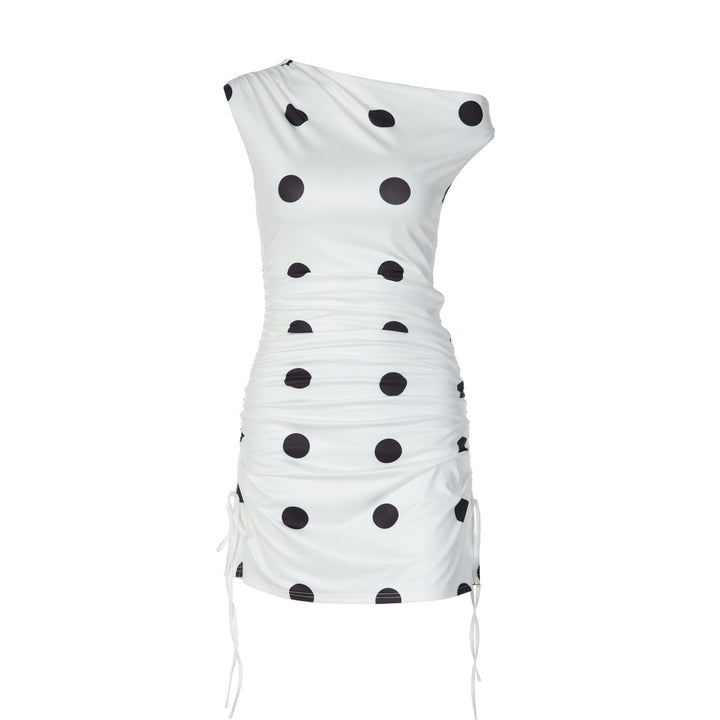 Off shoulder polka dot drawstring mini dress  | Festival Outfits Women