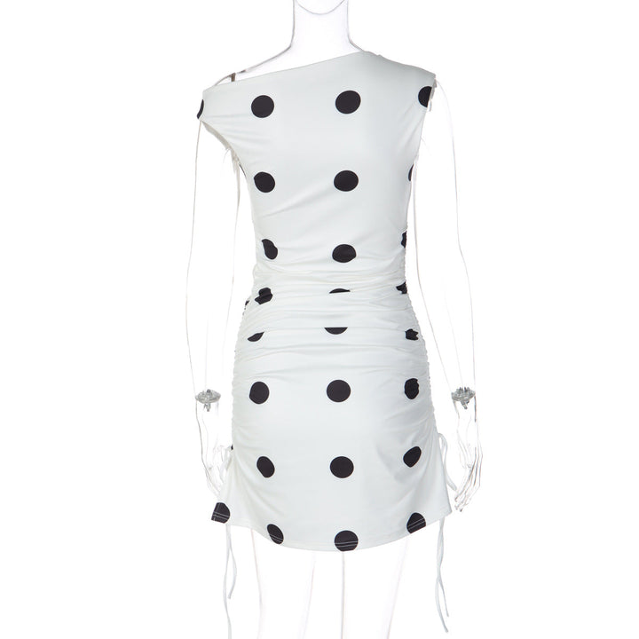 Off shoulder polka dot drawstring mini dress  | Festival Outfits Women