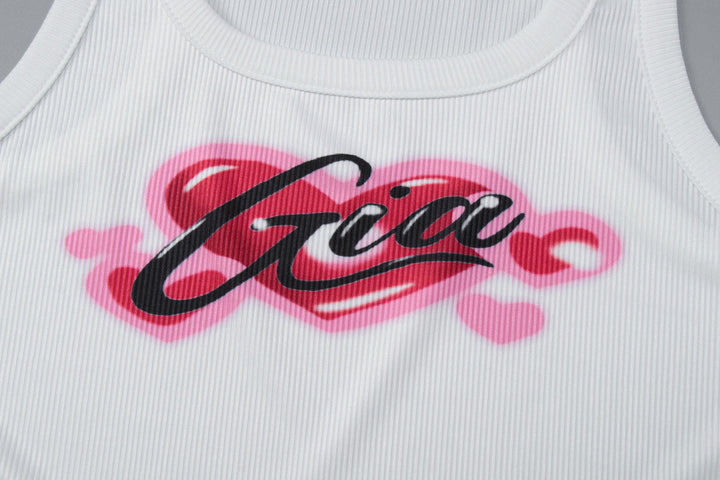 Sweetheart pattern u neck tank top  | Festival Outfits Women